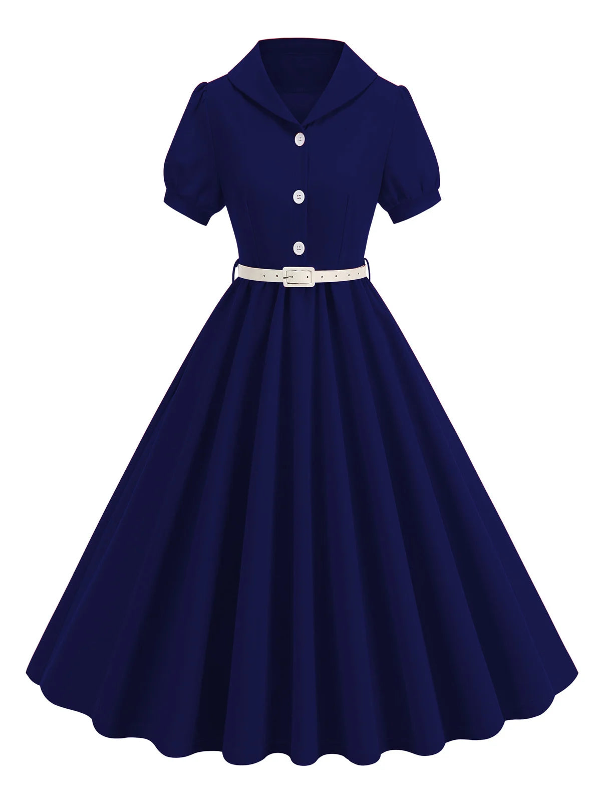 Button Front Collared Fit & Flare Dress