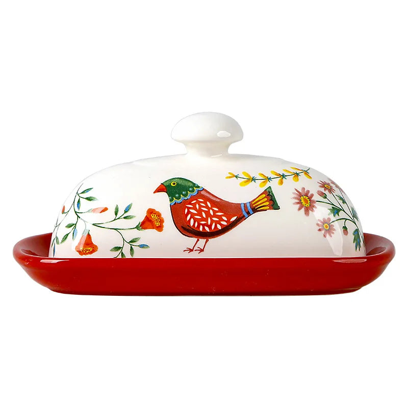"Country Kitchen" Floral Ceramic Sealed Butter Dish