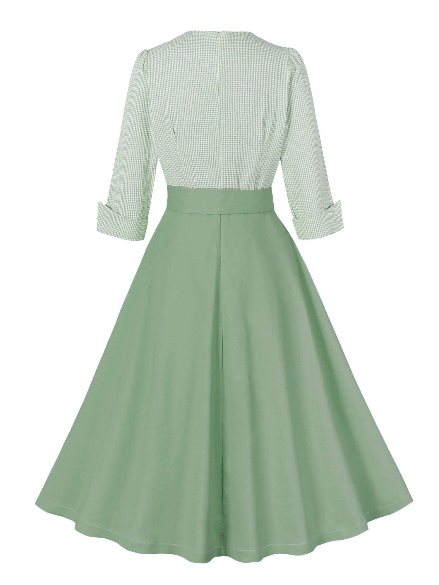 Gingham Collar Belted Fit & Flare Dress