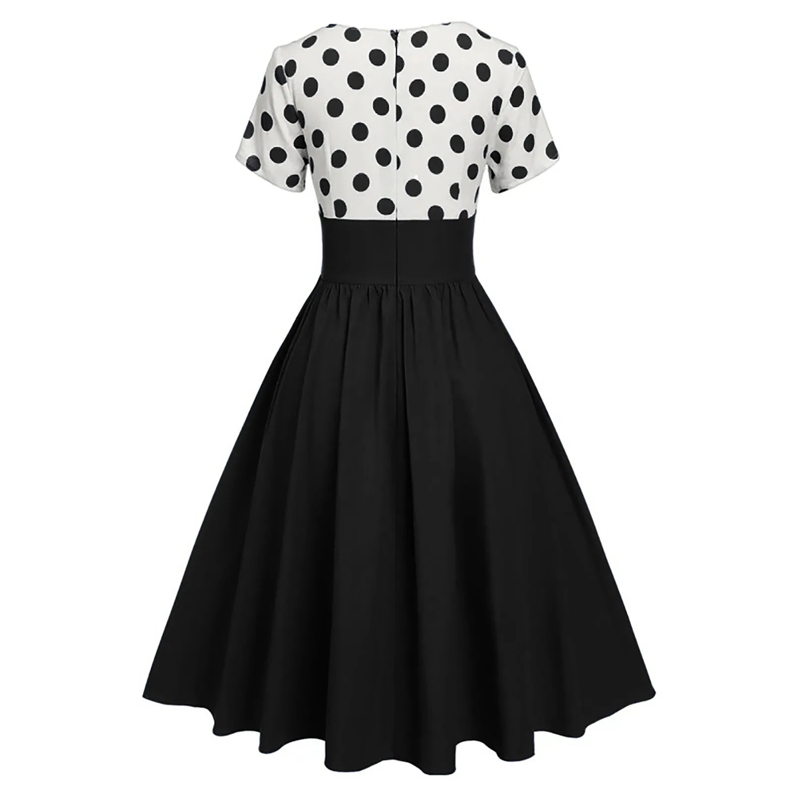 V Neck Polka Dot Fit and Flare Dress