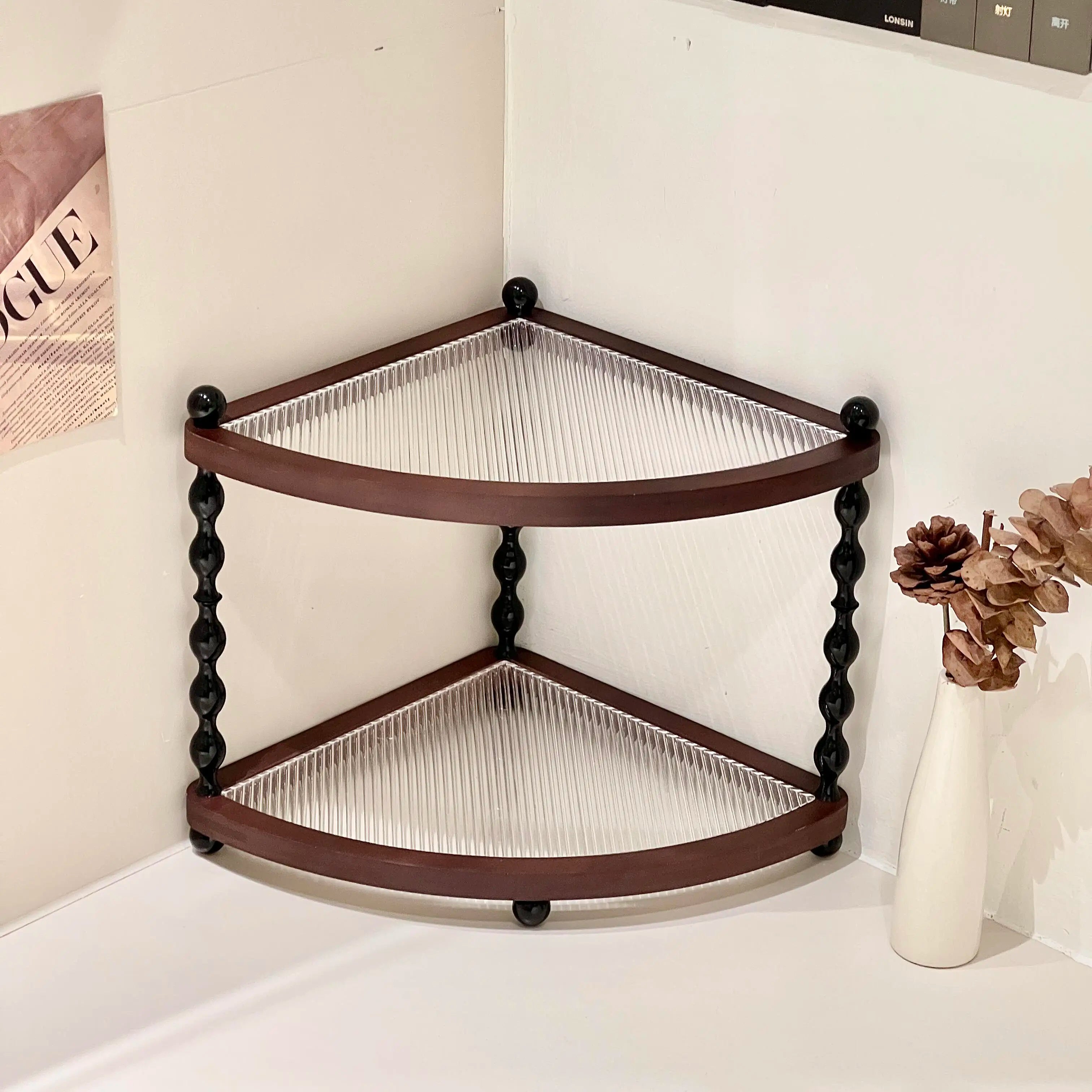 Mid-Century Executive Wooden Double-Tier Desktop Storage Rack