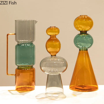 Art Deco Pastel Transparent Glass Vase