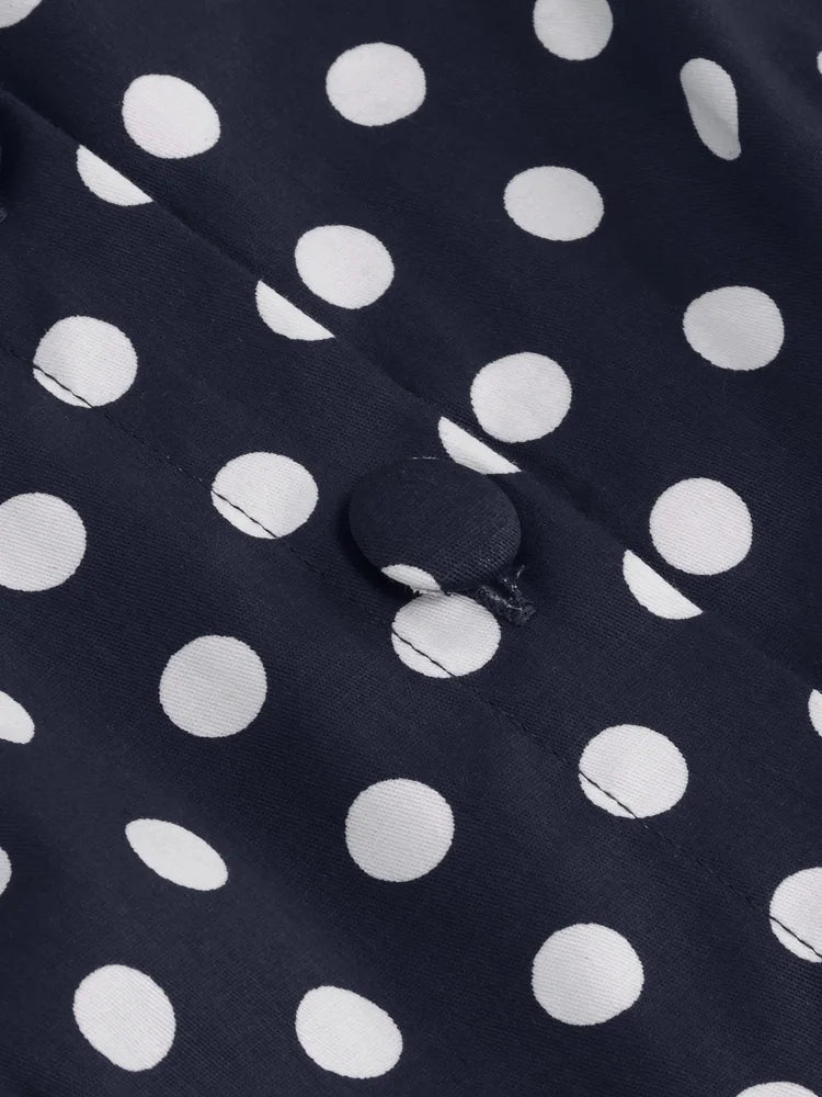 Sleeveless Polka Dot Button Front Midi Dress
