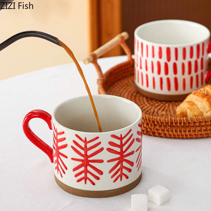 Retro Boho Painted Pattern Porcelain Stacking Mug