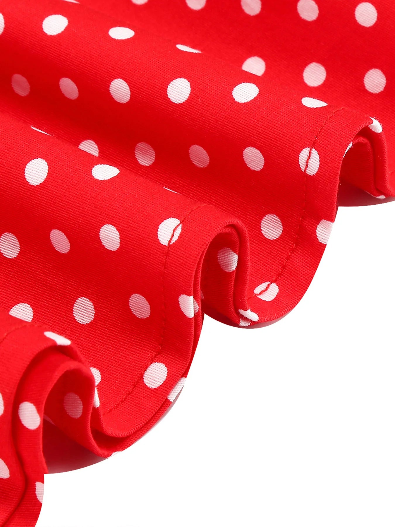 Polka Dot Trim Halter Belted Dress