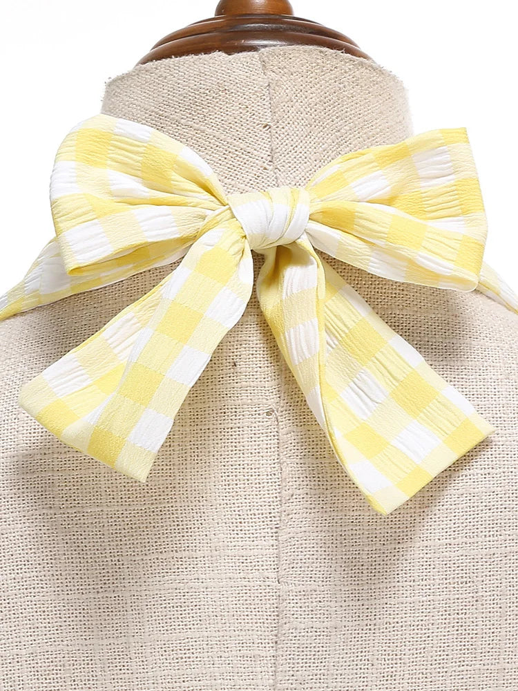 Gingham Halter Full Skirt Dress