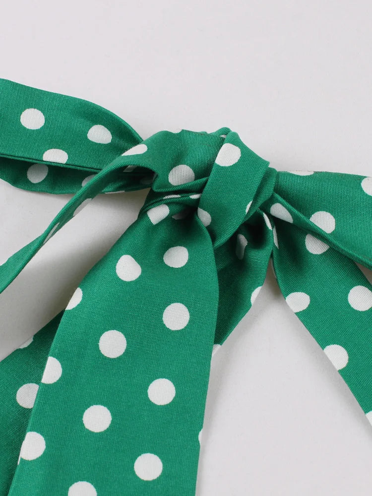 Cross Halter Polka Dot Midi Dress