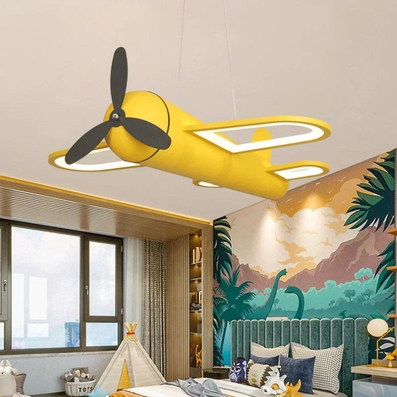 Retro Pop Cartoon Iron Airplane Chandelier