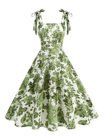 Tie Strap Floral Midi Dress