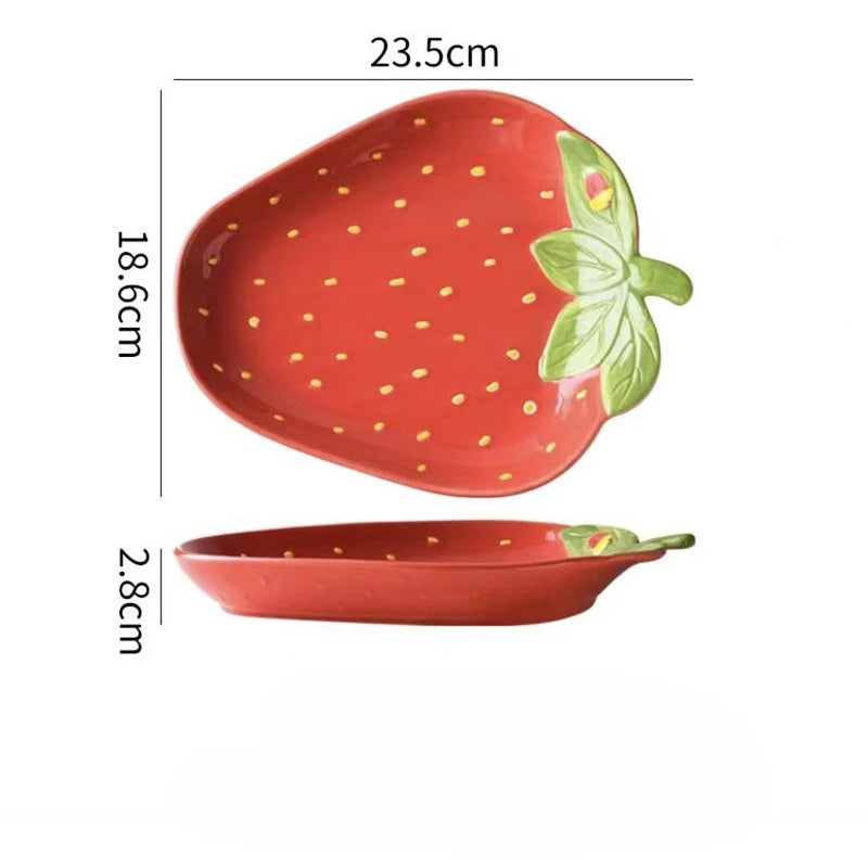 Retro Strawberry Fields Ceramic Dessert & Dipping Dish