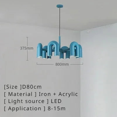 Retro Macaron U-Shape LED Pendant Chandelier