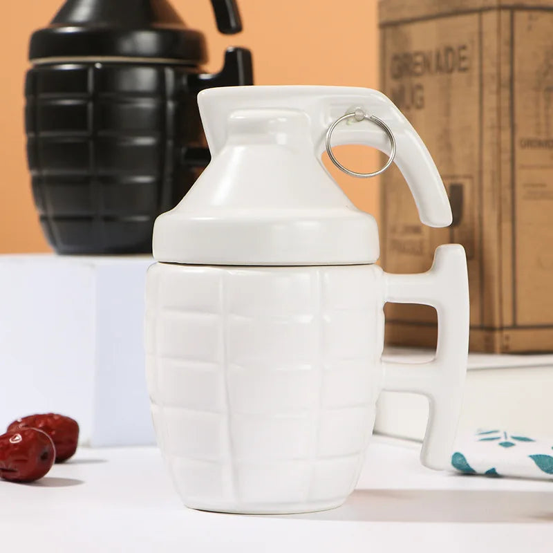 Retro Pop Art Ceramic Grenade Mug with Lid