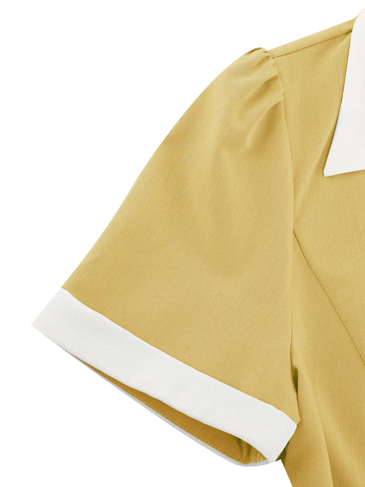 Contrast Collar Button Front Fit & Flare Dress