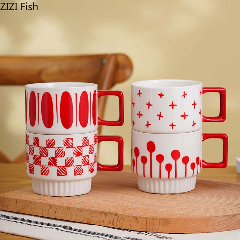 Gilded Era Polka Dot Ceramic Coffee Cup & Saucer Set