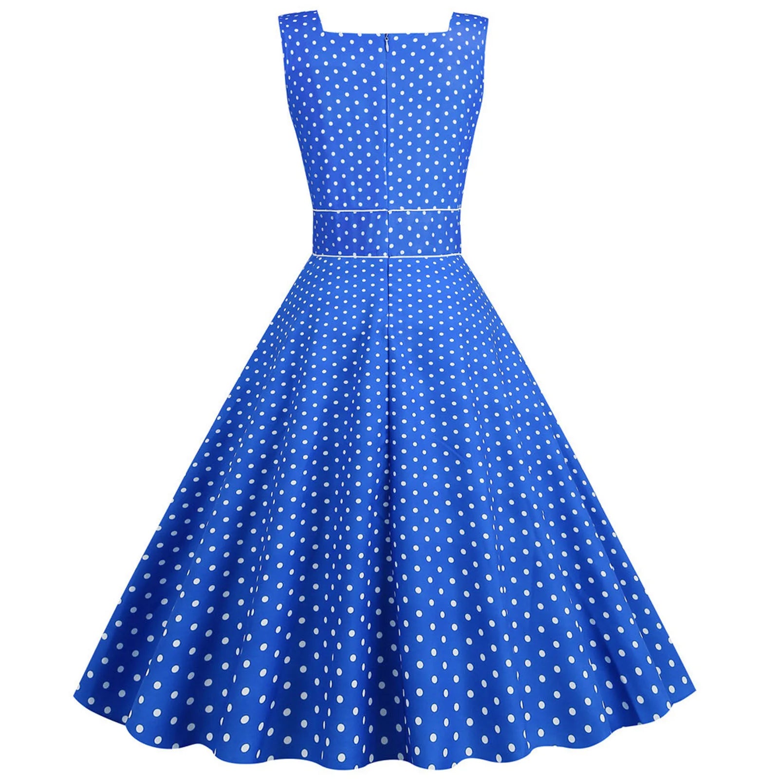 Sleeveless Polka Dot Fit and Flare Midi Dress