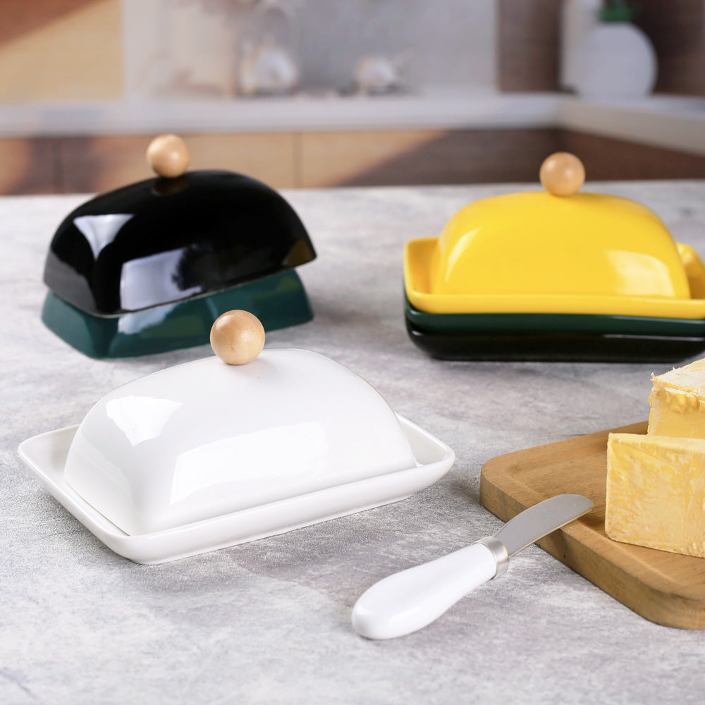Country Kitchen Sealed Ceramic Butter Dish & Slicer Knife
