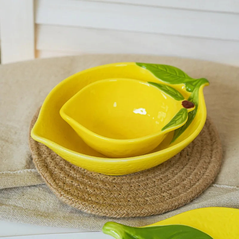 Sunshine Citrus Lemon Ceramic Dipping & Dessert Plate