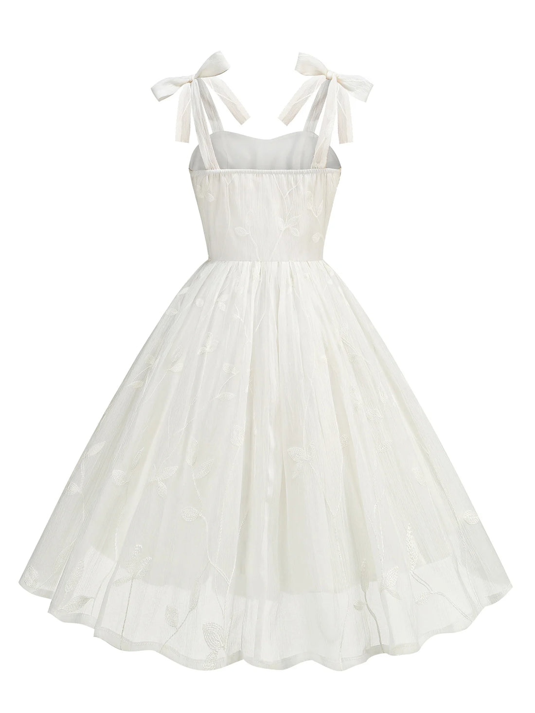 Embroidered Tie Strap Tulle Dress
