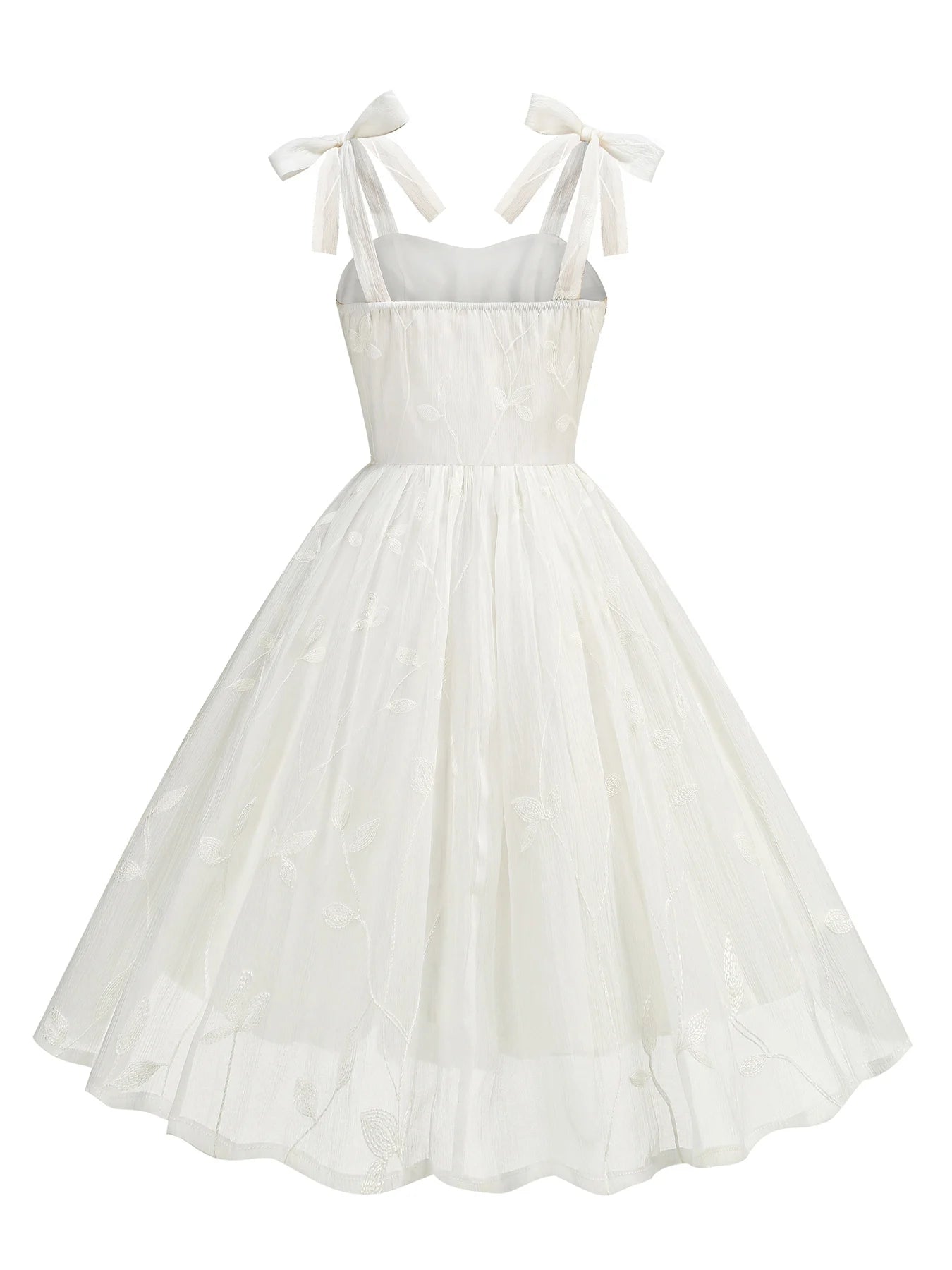 Embroidered Tie Strap Tulle Dress