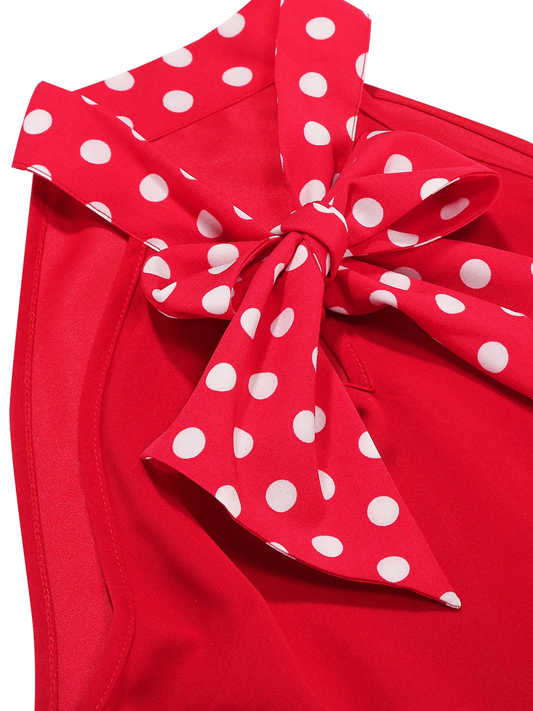 Halter Neck Polka Dot Midi Dress with Bow and Belt