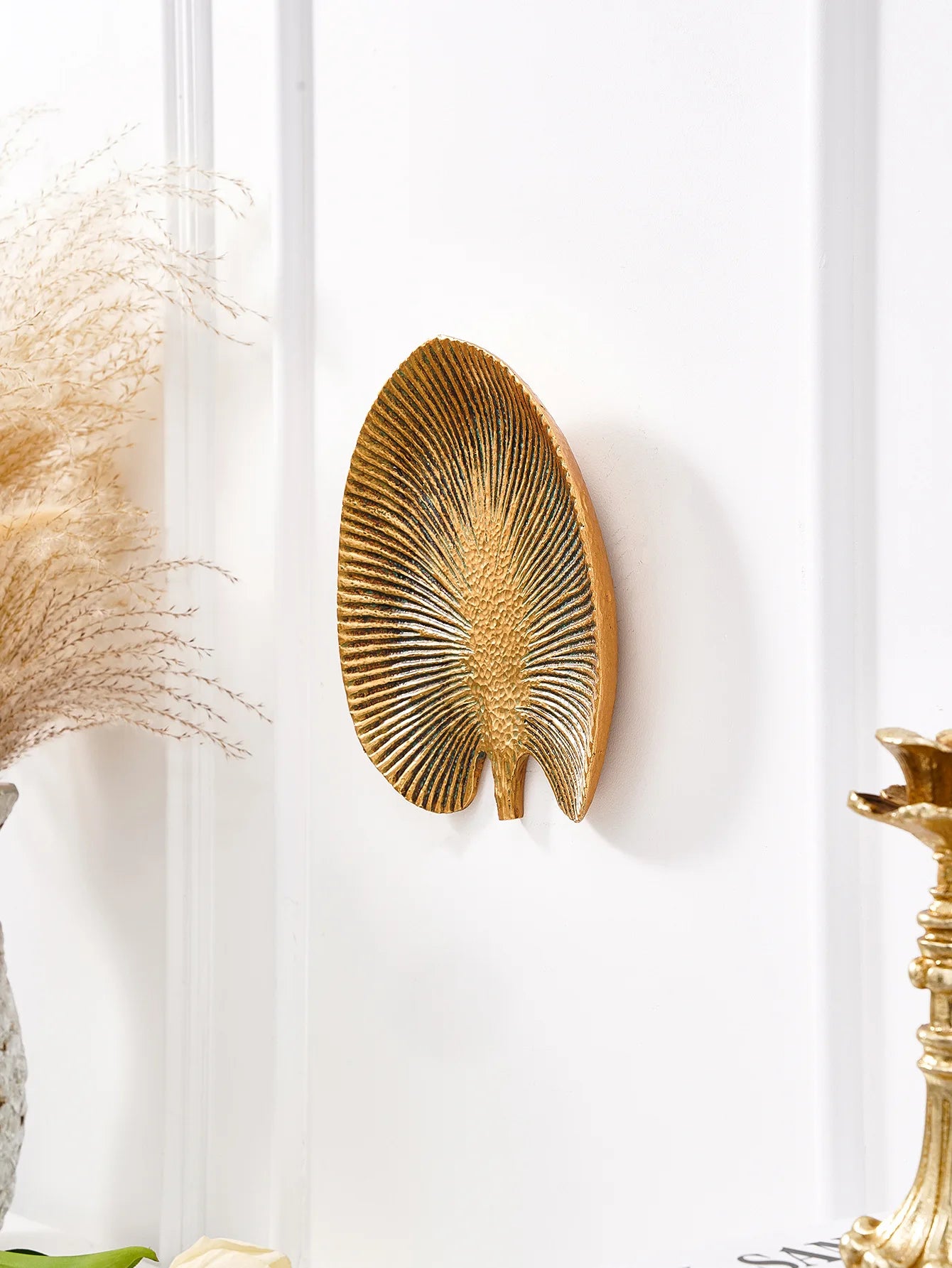 Hollywood Regency Golden Ginkgo Leaf Wall Art