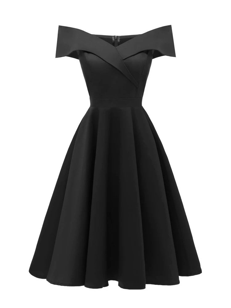 Off-Shoulder Wrap Bodice Fit & Flare Dress