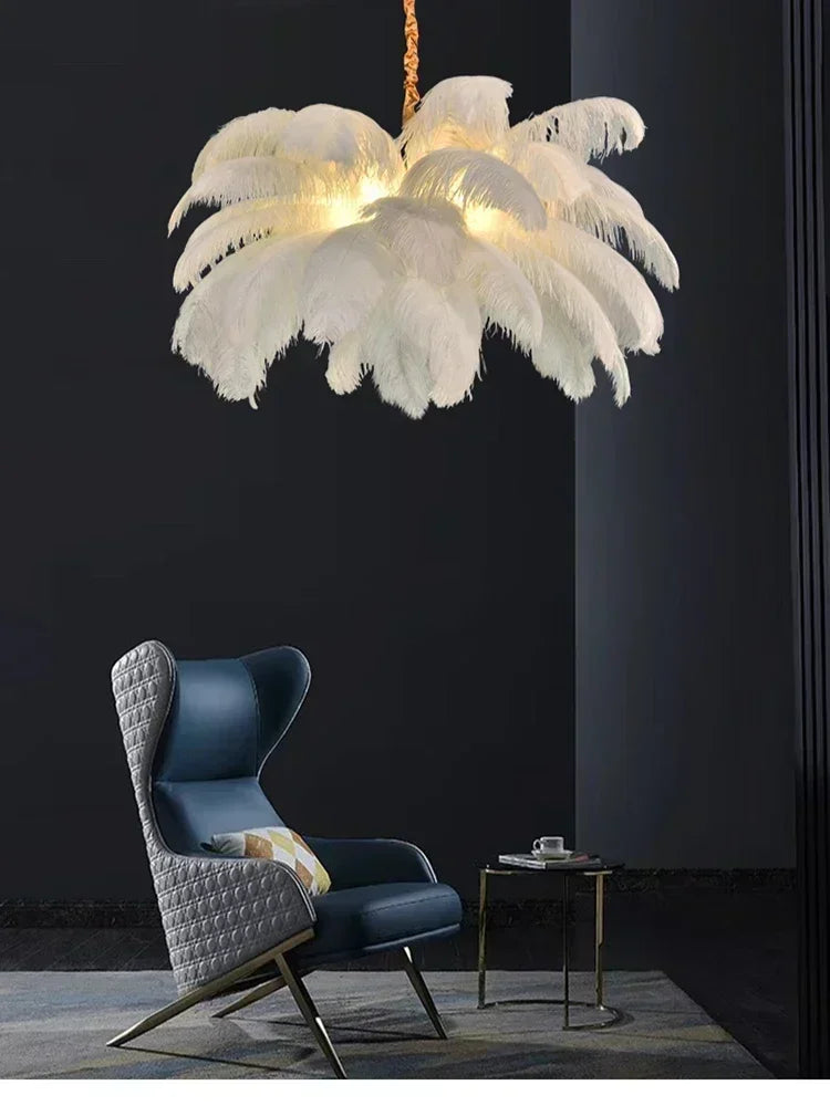 Classic Las Vegas Showgirl Ostrich Feather Chandelier