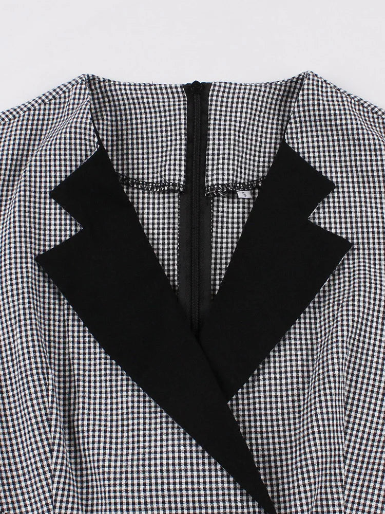 Gingham Collar Belted Fit & Flare Dress