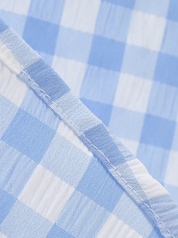 Gingham Square Neck Fit & Flare Dress