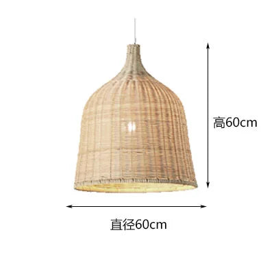 Chinese Creative Hand-Woven Rattan Art LED Pendant Lamp - Retro Decorative Lighting for Restaurants, Hotels, Study Rooms, Hallways, and Rural Decor