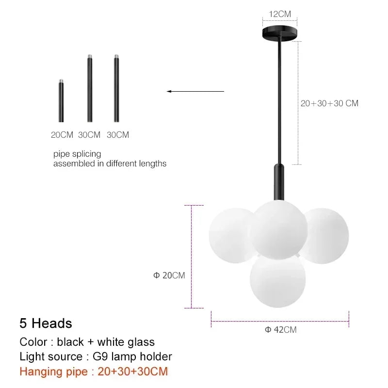 Hollywood Regency Glass Balloon Magic Bean Chandelier