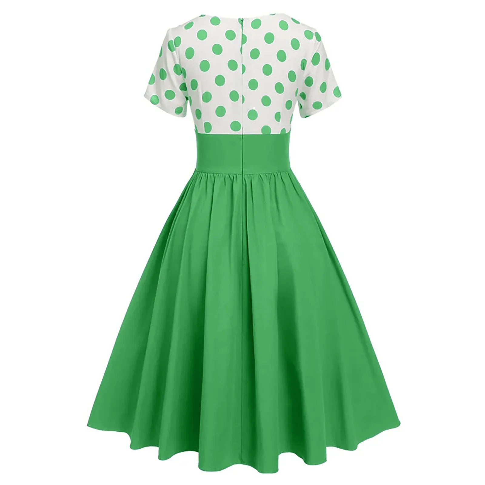 V Neck Polka Dot Fit and Flare Dress