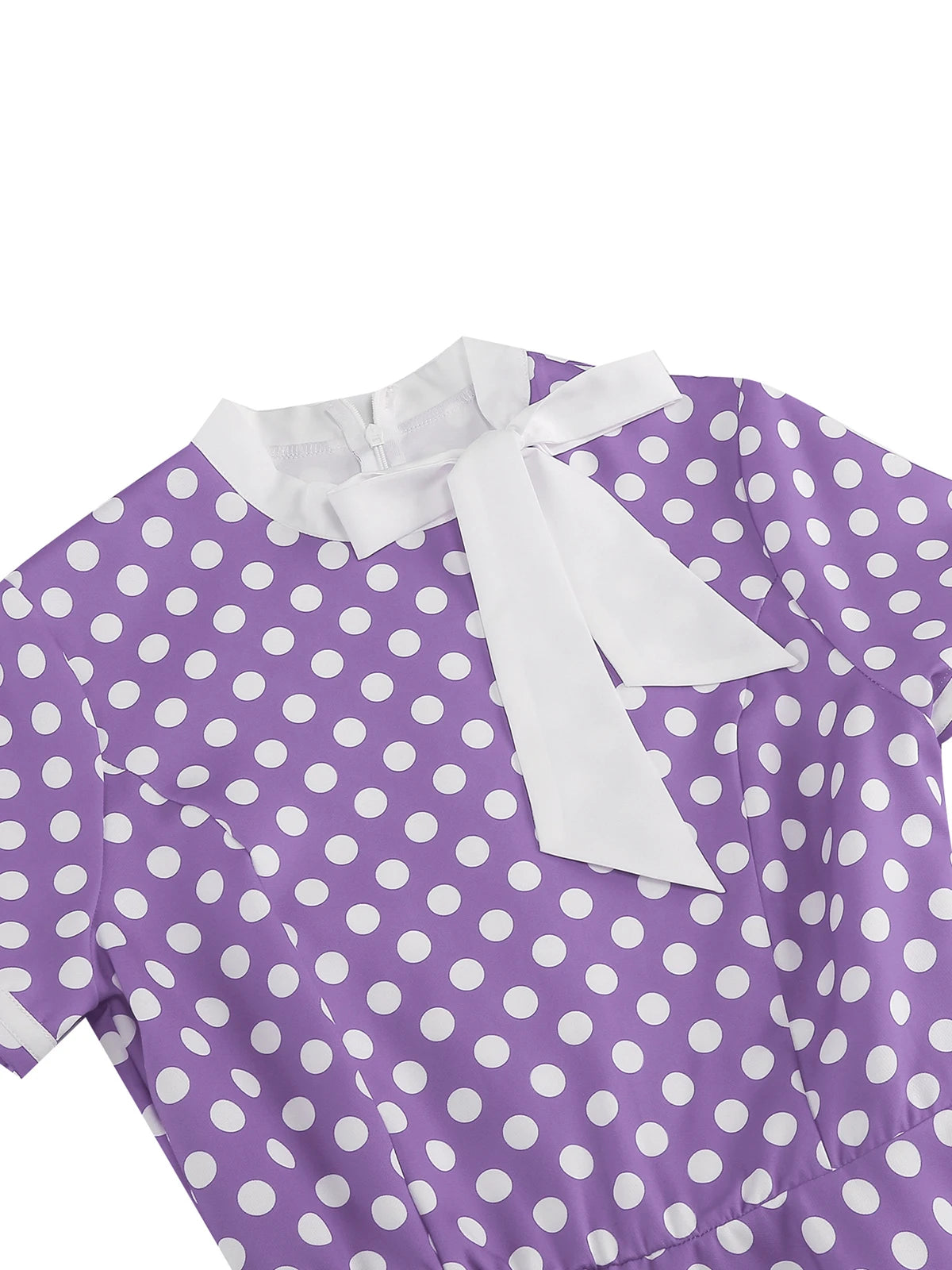 Polka Dot Tie-Neck Fit & Flare Dress