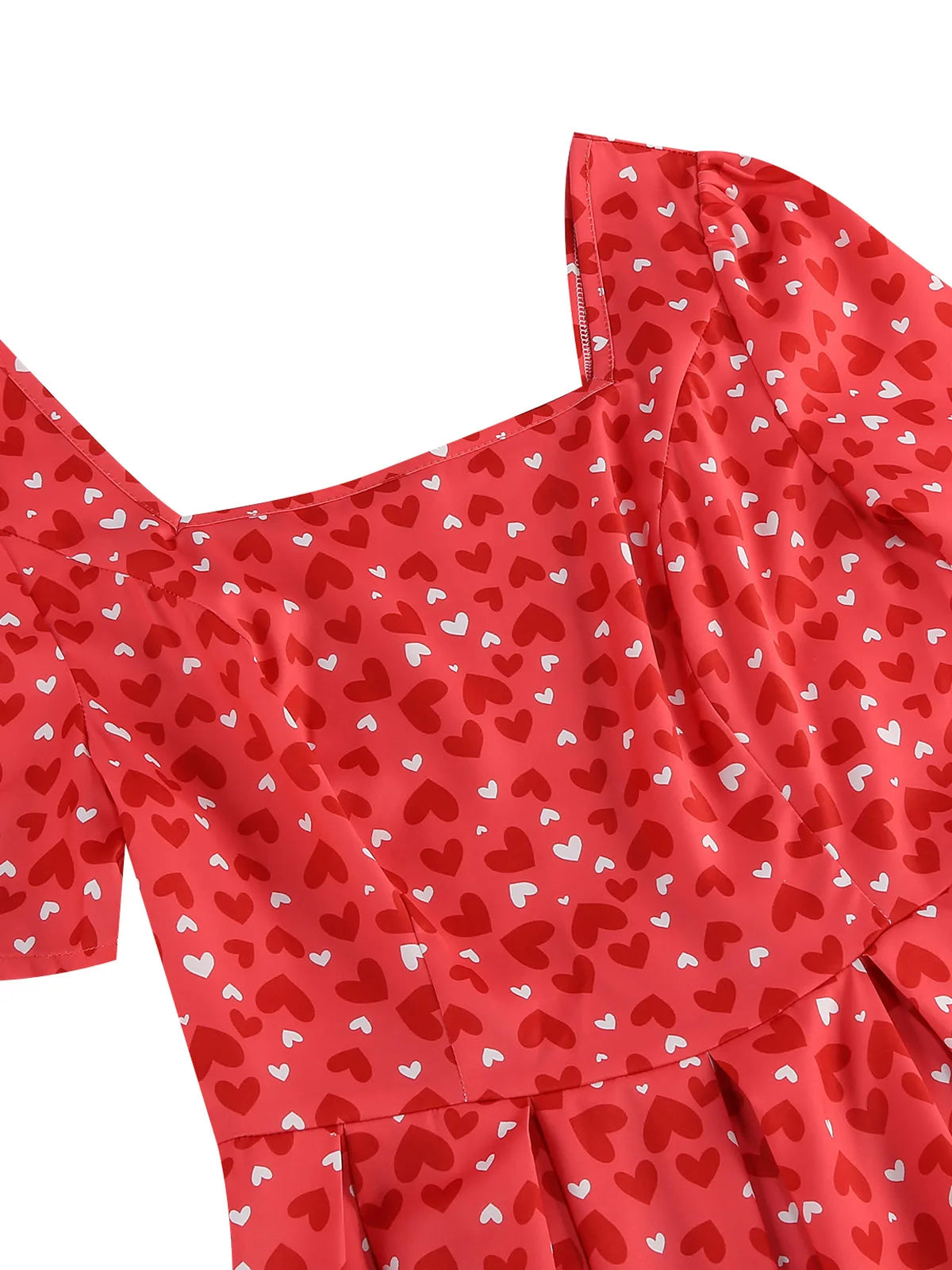 Heart Print Square Neck Fit & Flare Dress