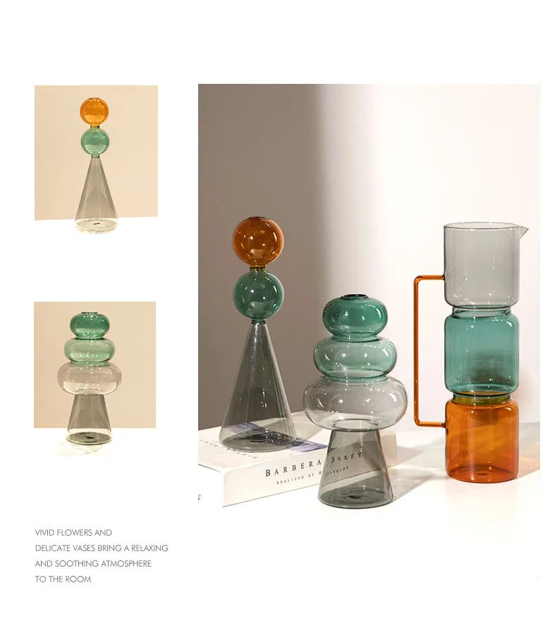 Art Deco Pastel Transparent Glass Vase