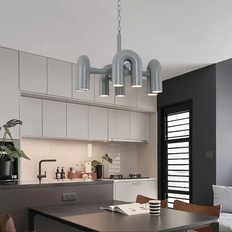 Retro Macaron U-Shape LED Pendant Chandelier