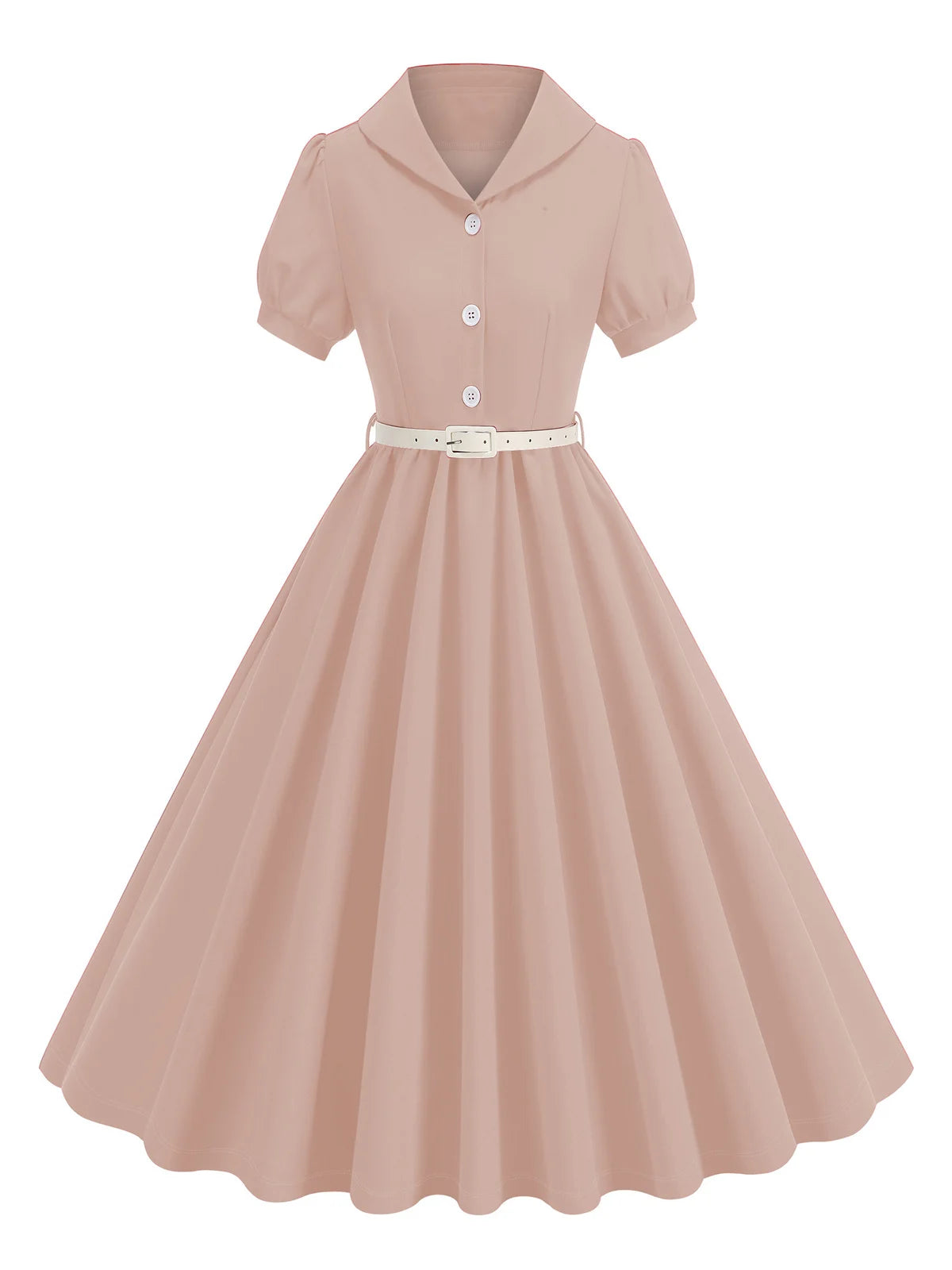 Button Front Collared Fit & Flare Dress