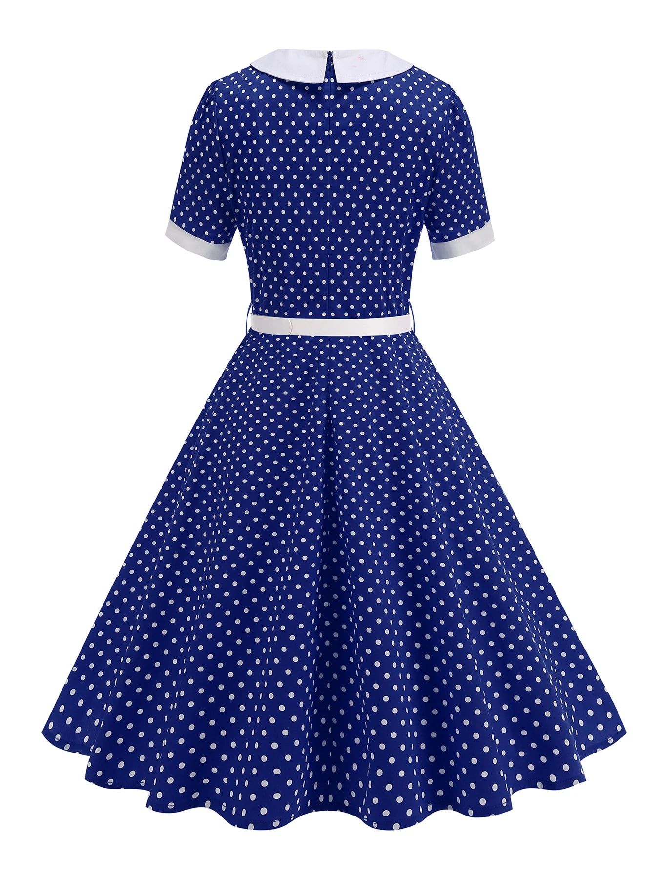 Polka Dot Collar Fit & Flare Dress with Headband