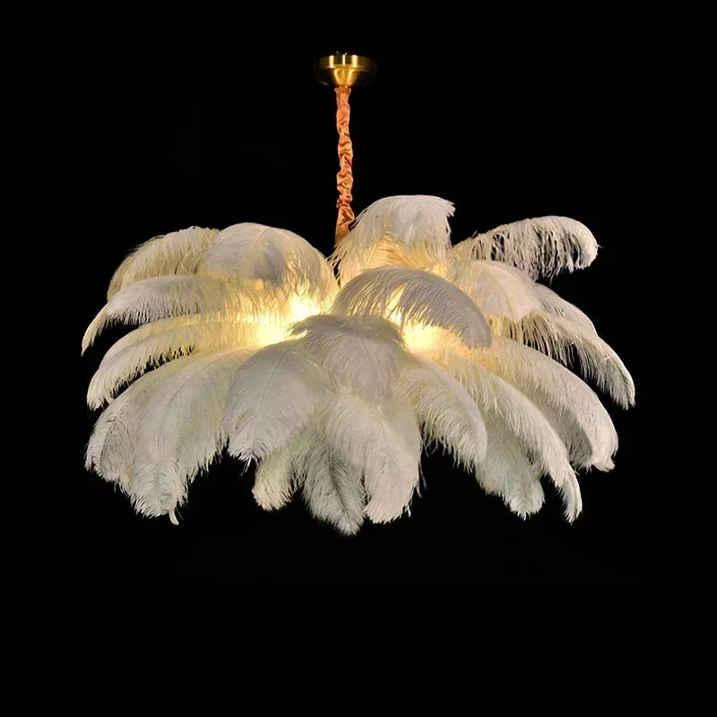 Classic Las Vegas Showgirl Ostrich Feather Chandelier