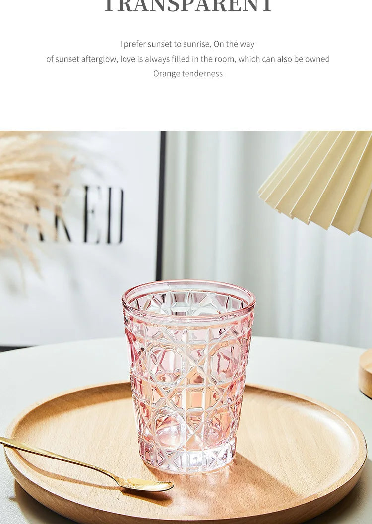 "Mad Men Era" Geometric Carved Plaid Whiskey Glass (360ml)