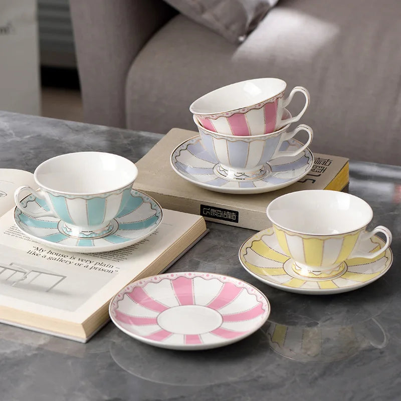 "Gilded Era" Hand-Drawn Gold Bone China Mug & Saucer Set