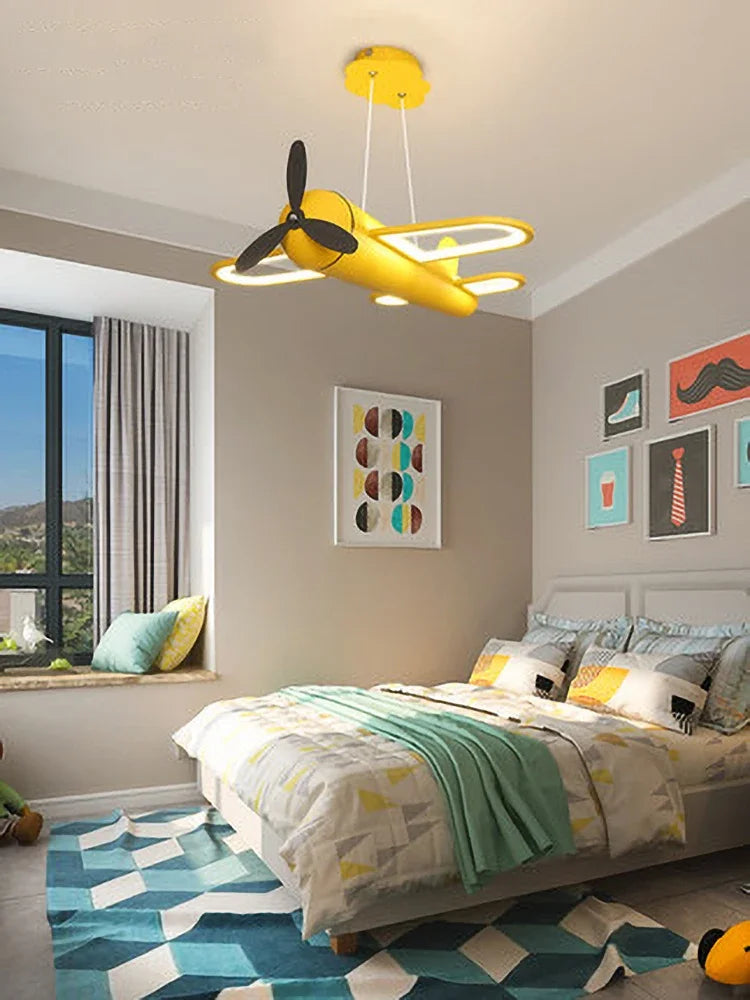 Retro Pop Cartoon Iron Airplane Chandelier