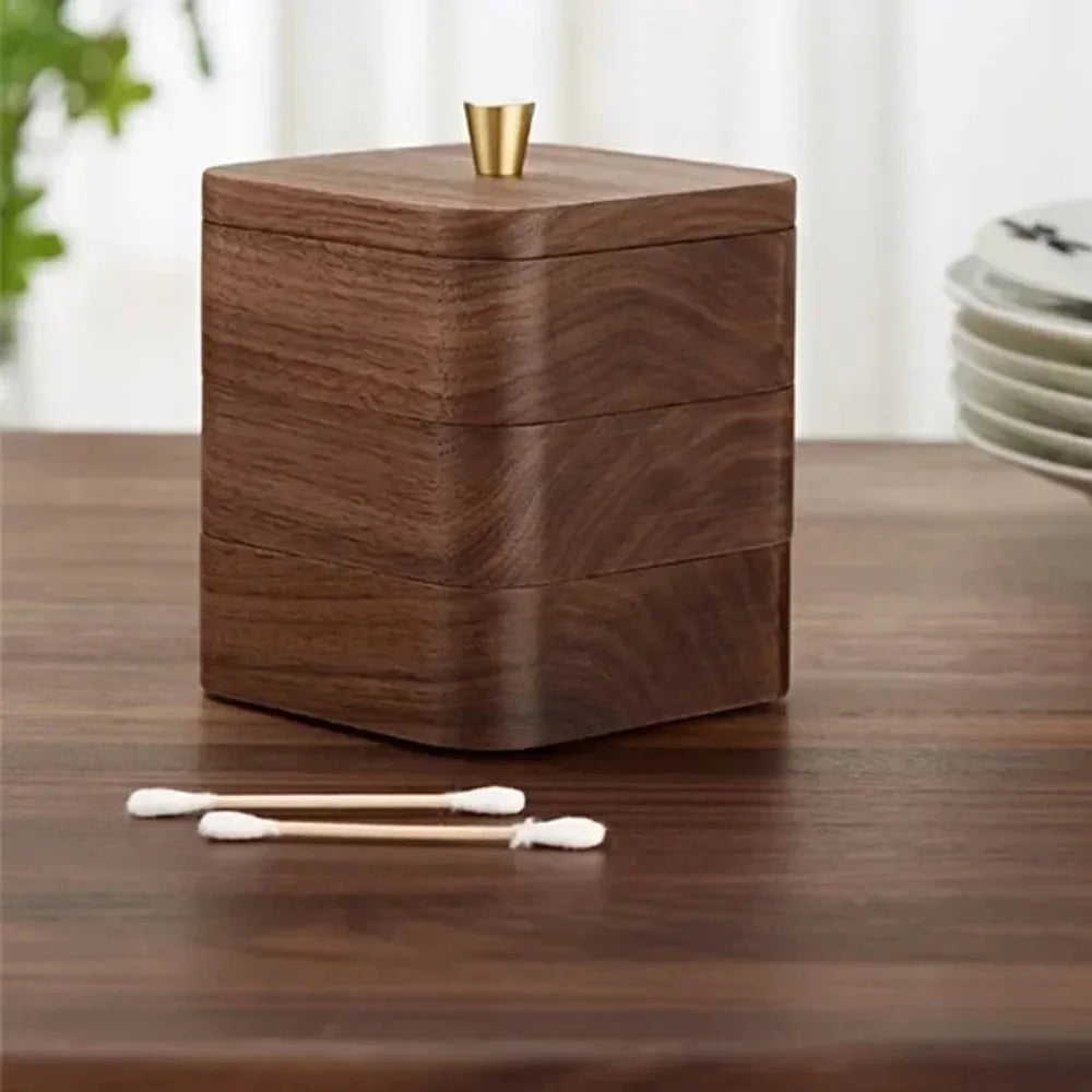 Heirloom Quality Black Walnut Dual Storage Toothpick & Floss Box