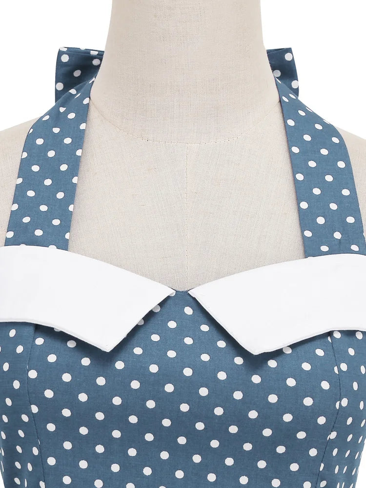 Halter Polka Dot Sweetheart Fit & Flare Dress