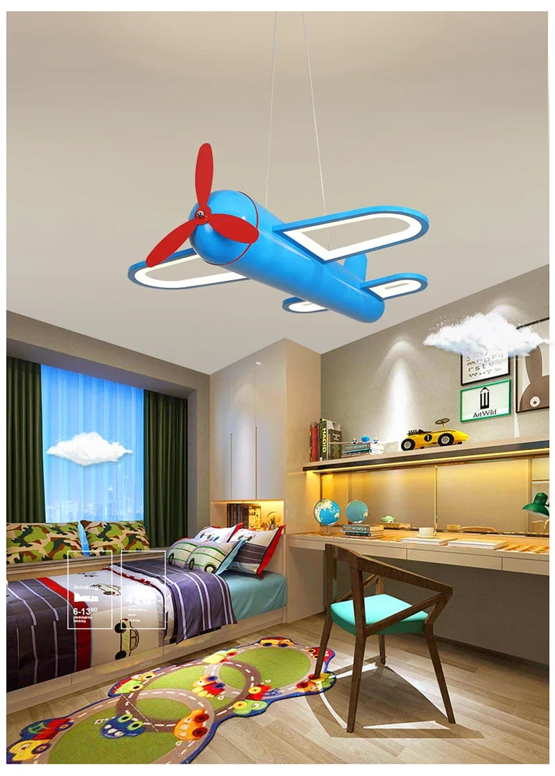 Retro Pop Cartoon Iron Airplane Chandelier
