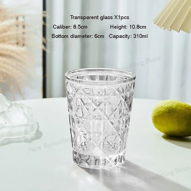 "Mad Men Era" Geometric Carved Plaid Whiskey Glass (360ml)