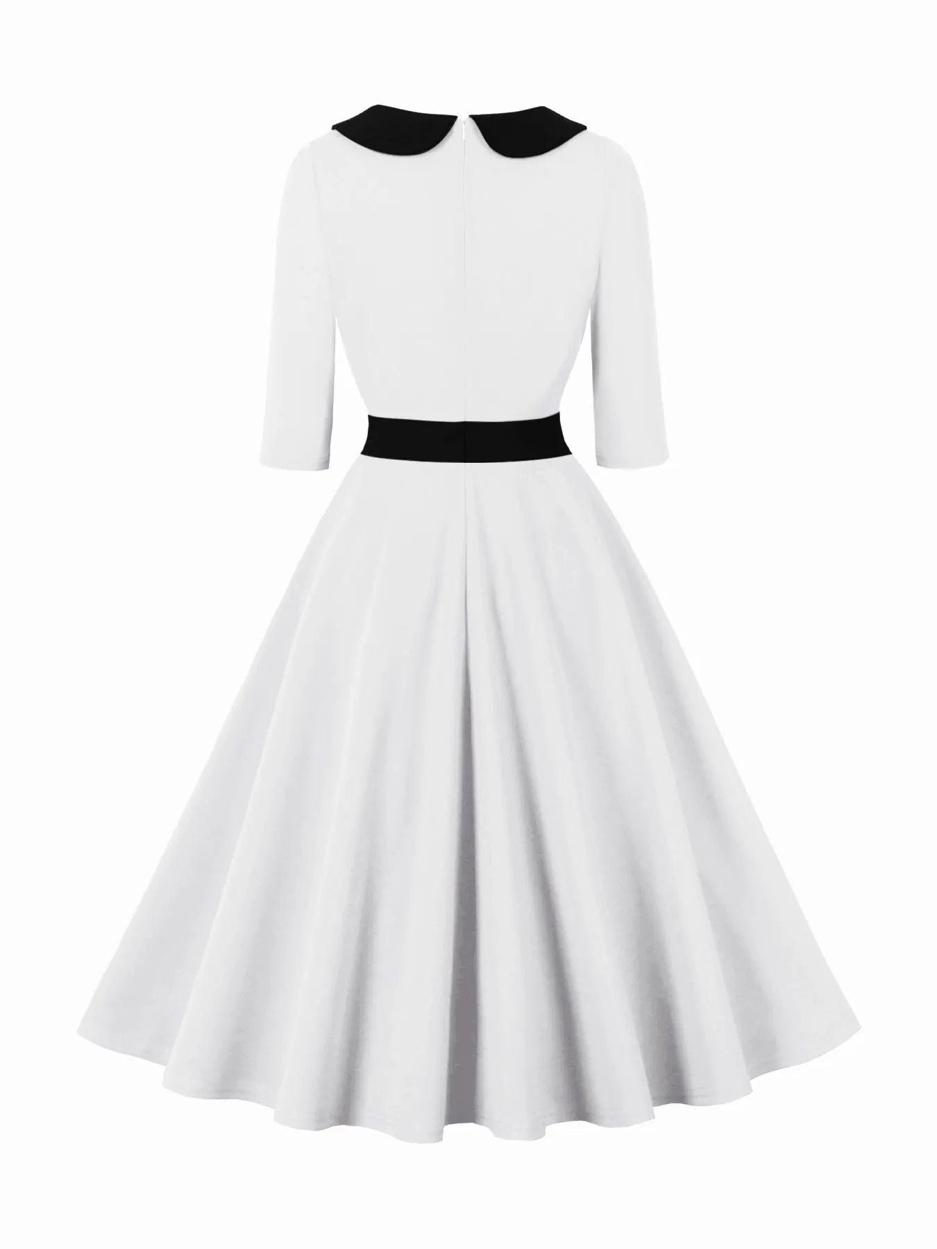 Contrast Collar Fit & Flare Dress