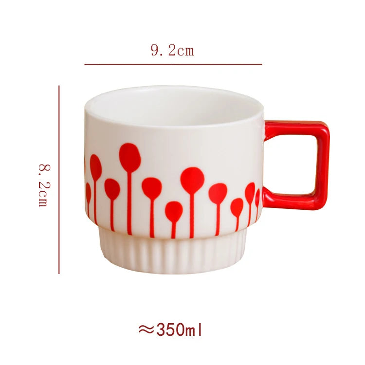 Gilded Era Polka Dot Ceramic Coffee Cup & Saucer Set