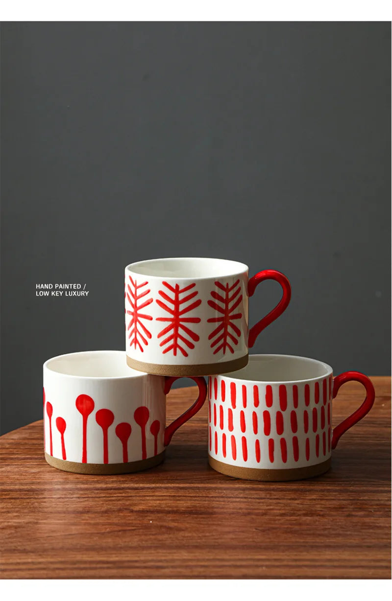 Retro Boho Painted Pattern Porcelain Stacking Mug