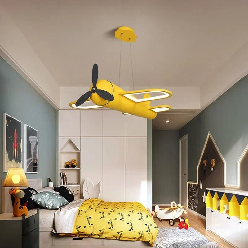 Retro Pop Cartoon Iron Airplane Chandelier